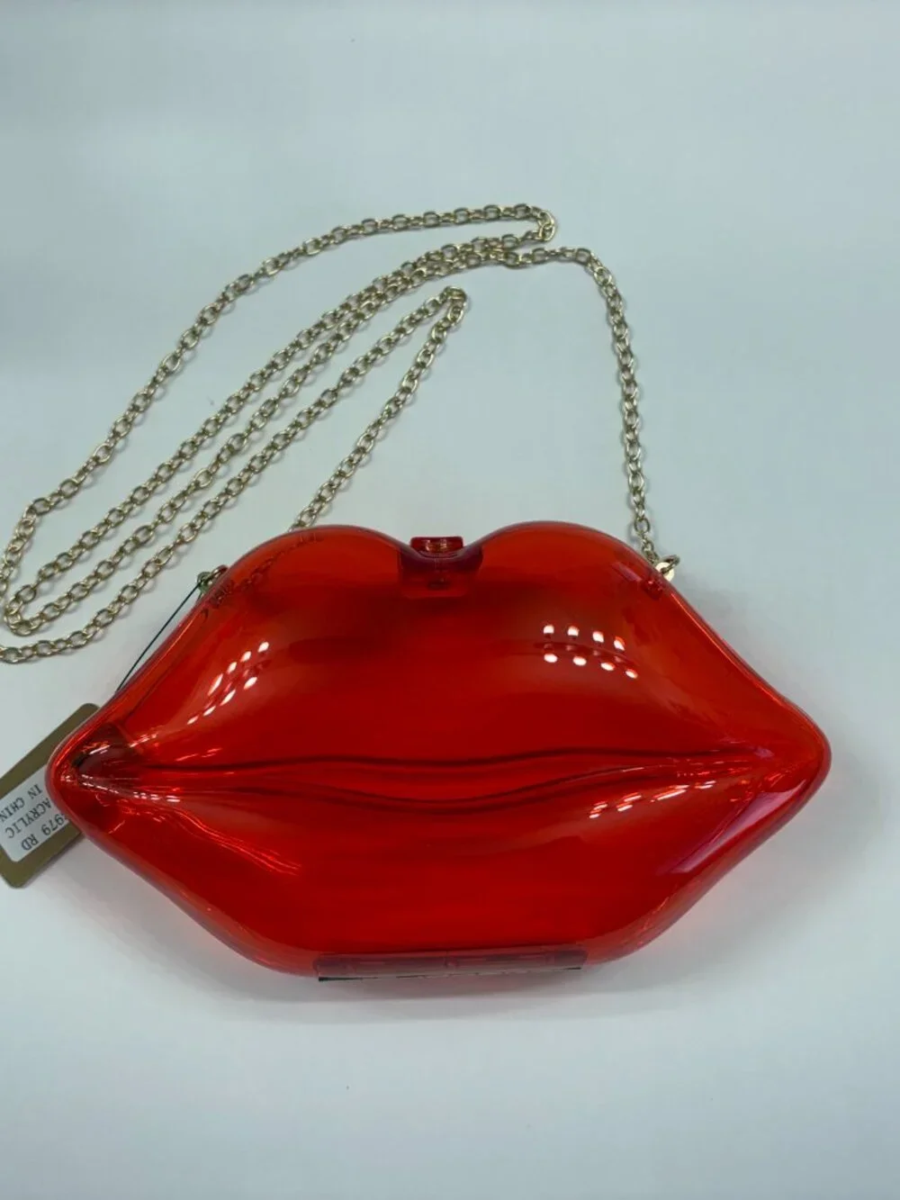 Lips Shaped Bag - Kisses - Lipstick Purse- Hardshell Crossbody / Clear Red - NWT